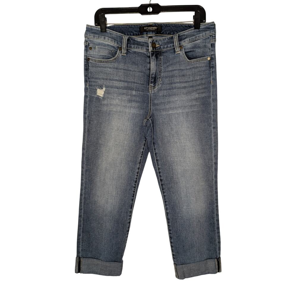 Liverpool Women Jeans, Medium Wash Charlie Cropped Skinny Jeans, Sz 10/30